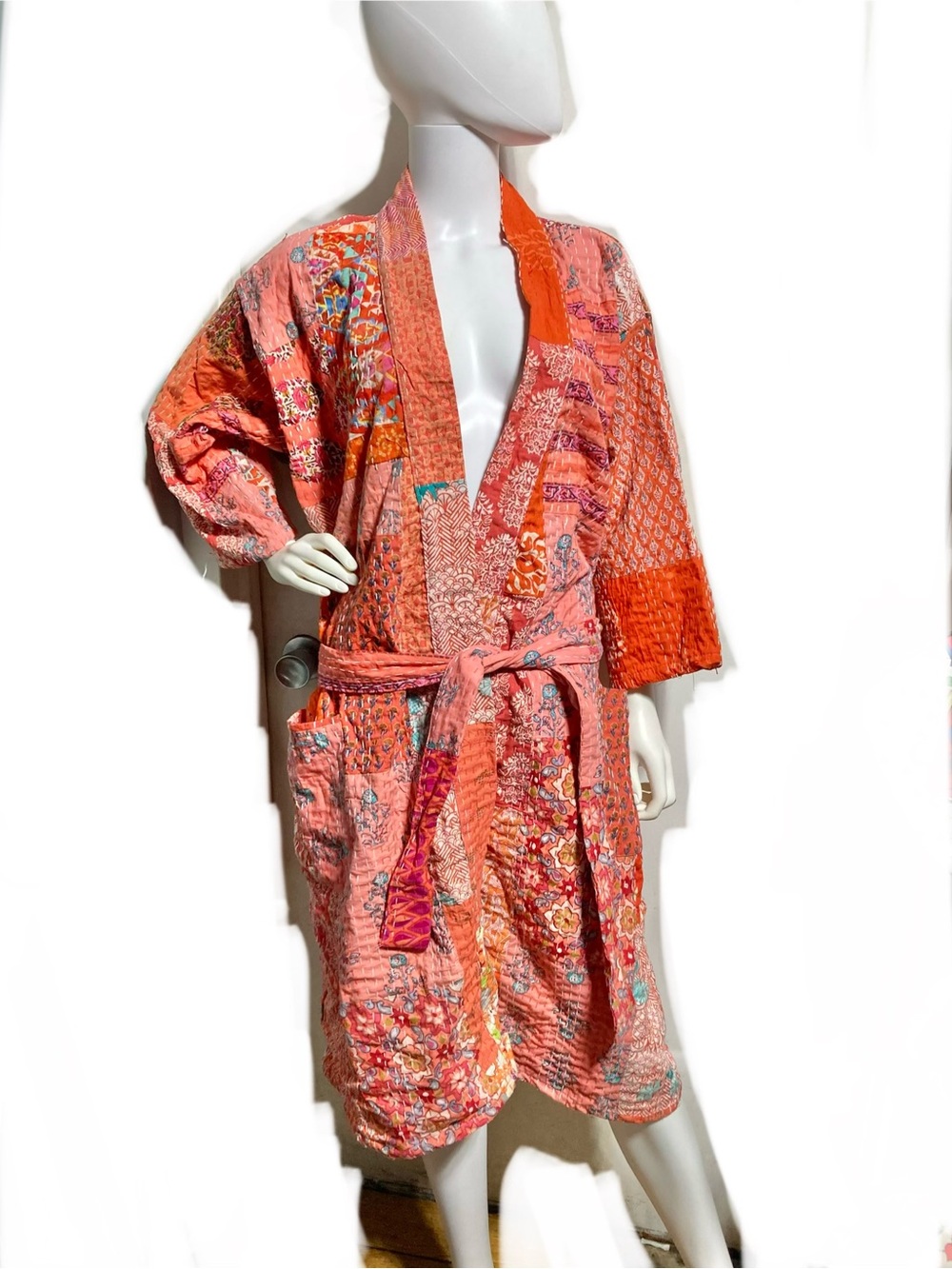 Indian Kantha Embroidered Robe